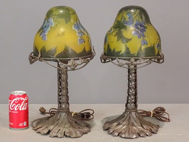 Pair Galle Style Table Lamps