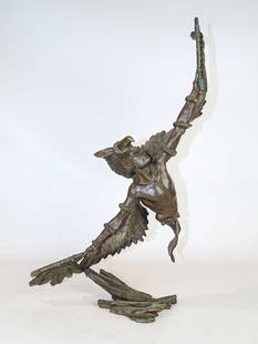 Mark Hopkins Bronze: Mark Hopkins (Colorado 20/21st Century), bronze of Native American. Signed. 22" Ht..