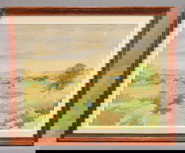 Watercolor, Landscape: Watercolor: Landscape. Unsigned. Sight 19" x 24", overall 24 1/2" x 29 1/2".
