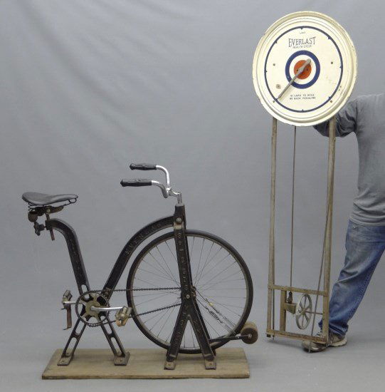 Everlast Trainer: Everlast training bicycle with dial guage display. Good condition. Pedaling History Museum Collection.