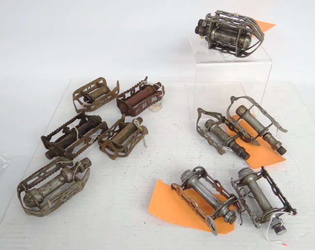 Bicycle Pedal Lot: Lot eight safety bicycle pedals (3 pair, 5 odd). Pedaling History Museum Collection.