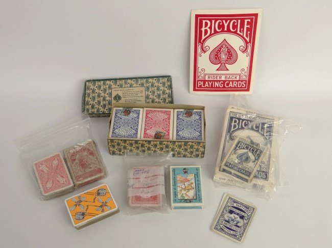 Bicycle Playing Cards: Lot various bicycle playing cards including boxed set (9 of 12 still in case) etc., good condition. Pedaling History Museum Collection.