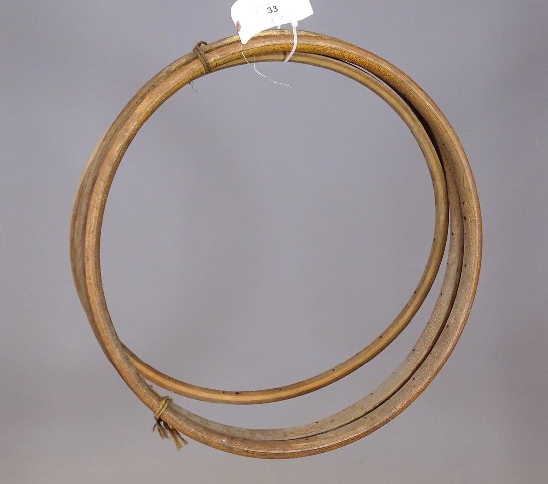 Wooden Rims: Lot (3) misc. wooden rims. As is. Ex: Scott Waddell Collection.