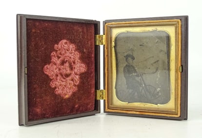 Early Tintype Boy on Bicycle