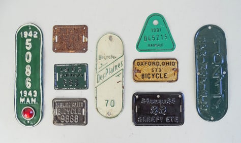 Vintage Bicycle License Plates