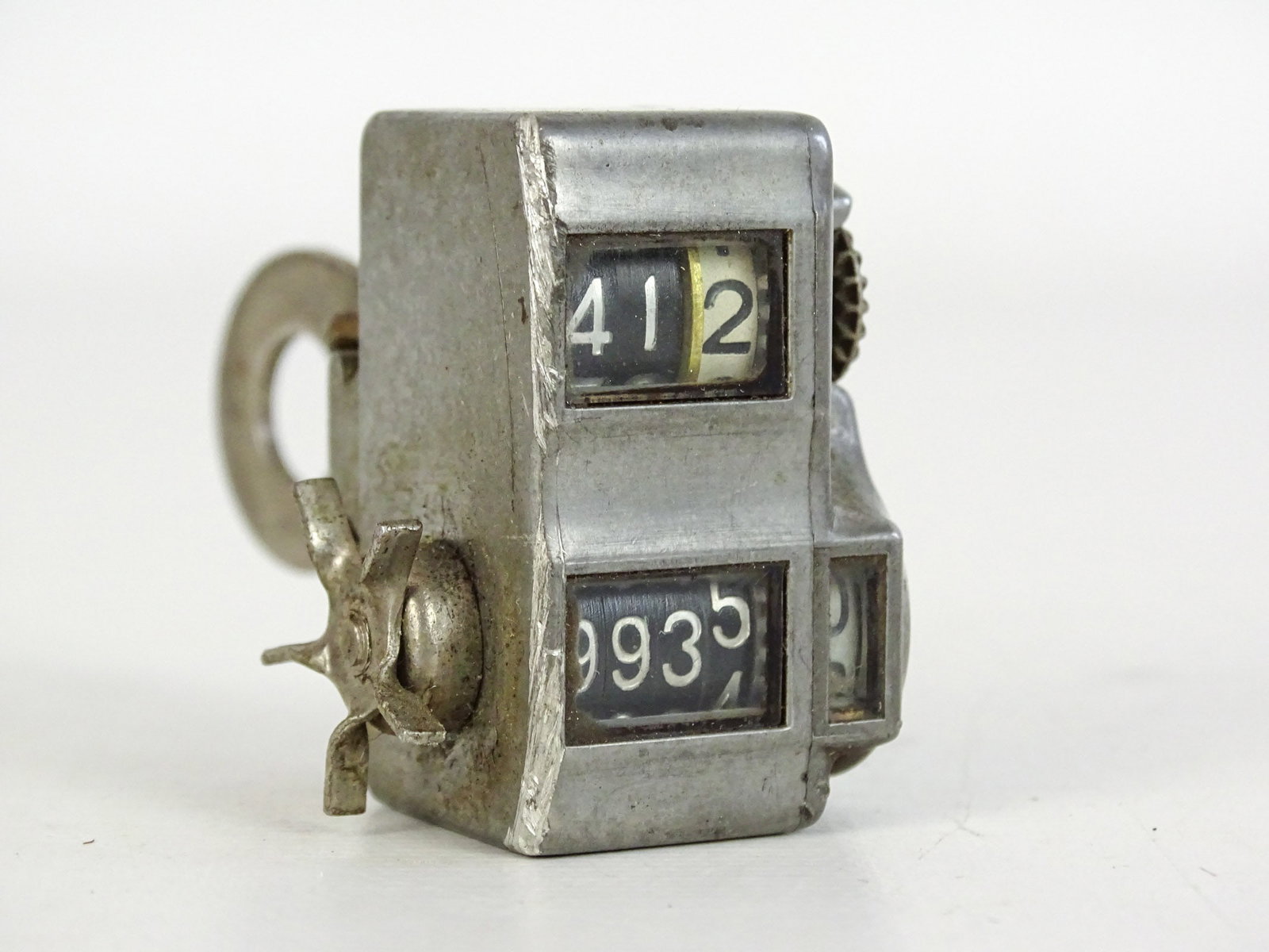 Veeder Cyclometer: Veeder nickel plated bicycle cyclometer. Working condition with spoke mounted striker.