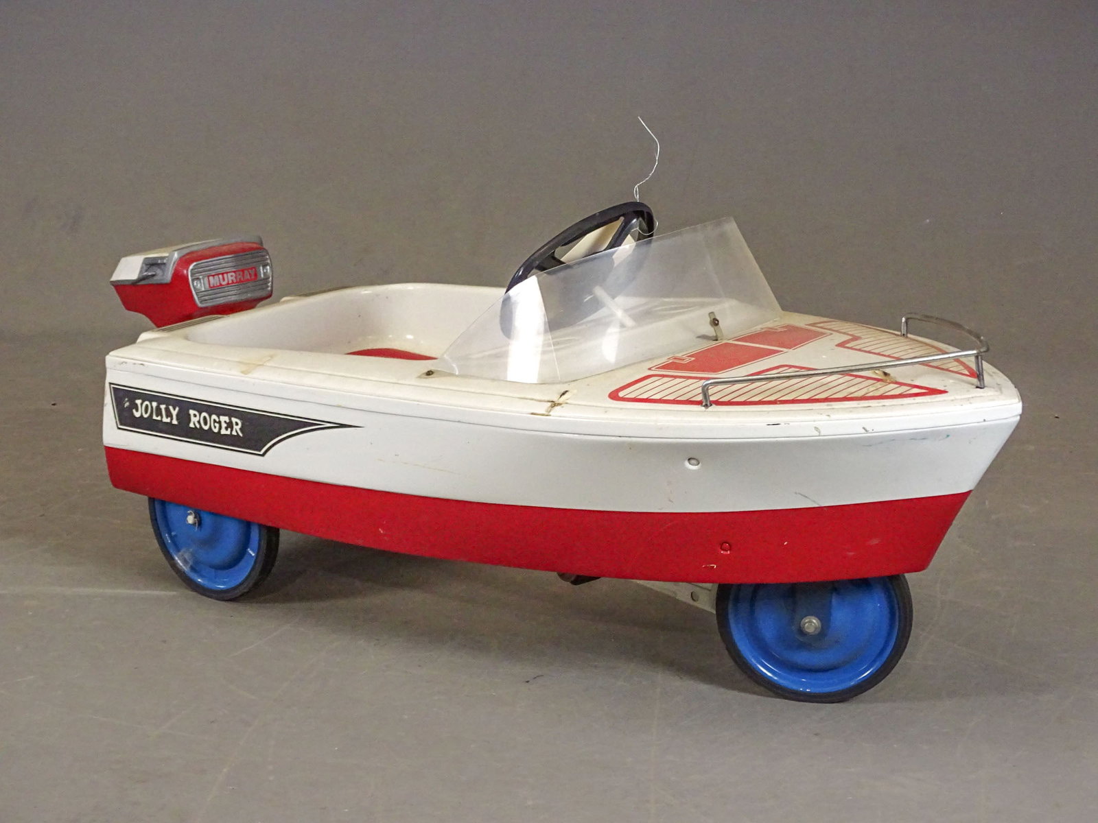 Jolly Roger Pedal Boat: Vintage Murray Jolly Roger pedal boat. 45" L.. Fair condition. Meltz Collection Columbia County New York.
