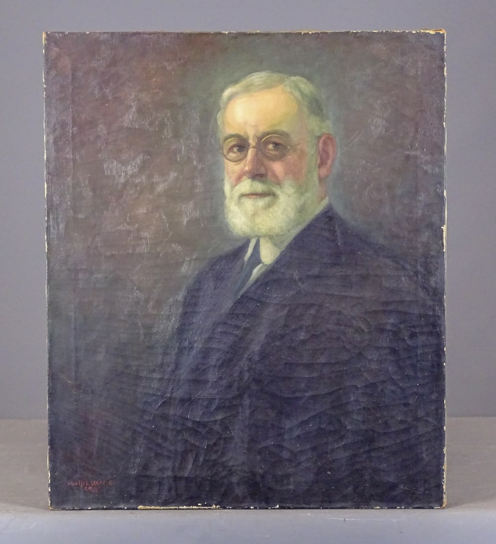 Michael Jacobs (1877-1958): Painting: Michael Jacobs (1877-1958), portrait of a man. Oil on canvas. Unframed 30" x 25".