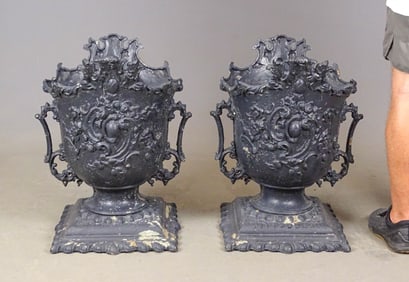 Pair Aluminum Urns Marked Pittsburgh