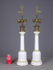 Pair Milk Glass Table Lamps