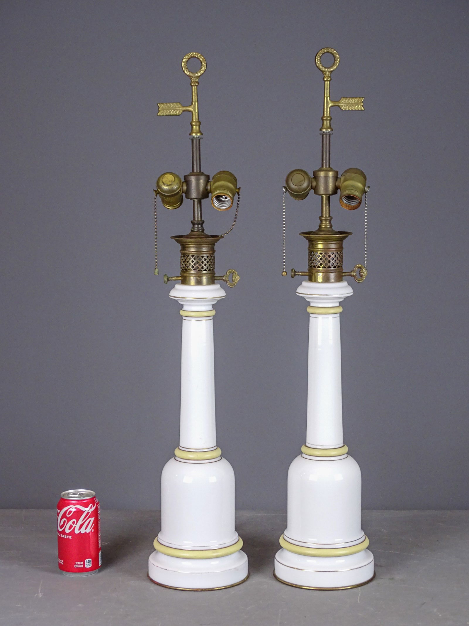 Pair Milk Glass Table Lamps (1 of 5)