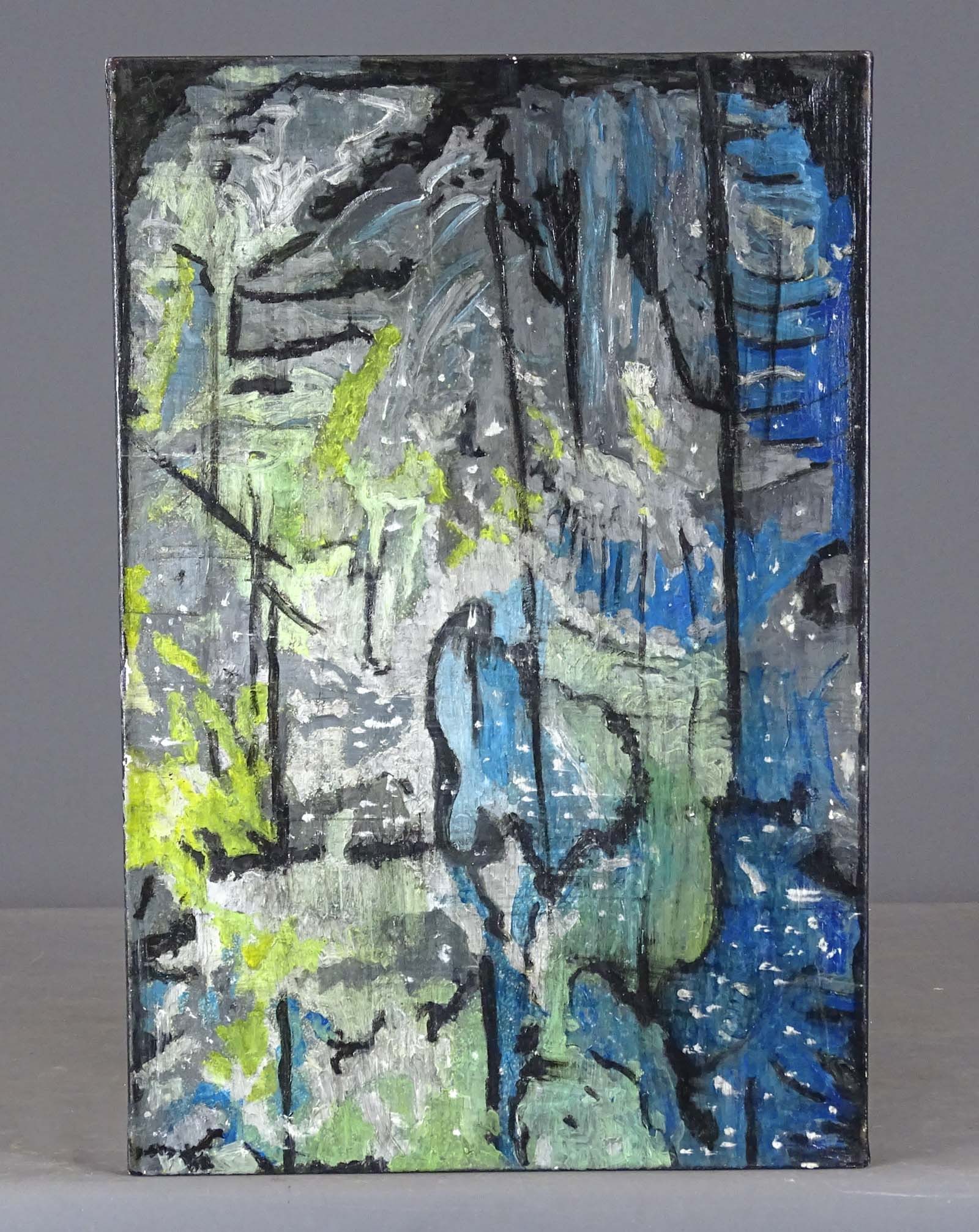 Painting: Justin Obradovic (Canadian active): Painting: Justin Obradovic (Canadian active): abstract "Northern Lights" (2024). Oil on canvas. Overall 24" x 16".
