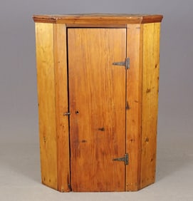 19th c. Pine Corner Cupboard