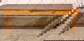 Primitive Table: Unusual primitive bootjack low table. 65 1/4" x 19 3/4" x 26" Ht..