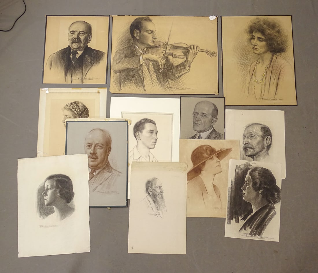 Frank Von der Lancken (1872-1950): Frank Von der Lancken (1872-1950), collection of (12) original pieces of loose artwork. Largest 22" x 28".