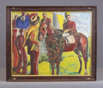 Painting: C. 1920's Jockeys in the Winners Circle