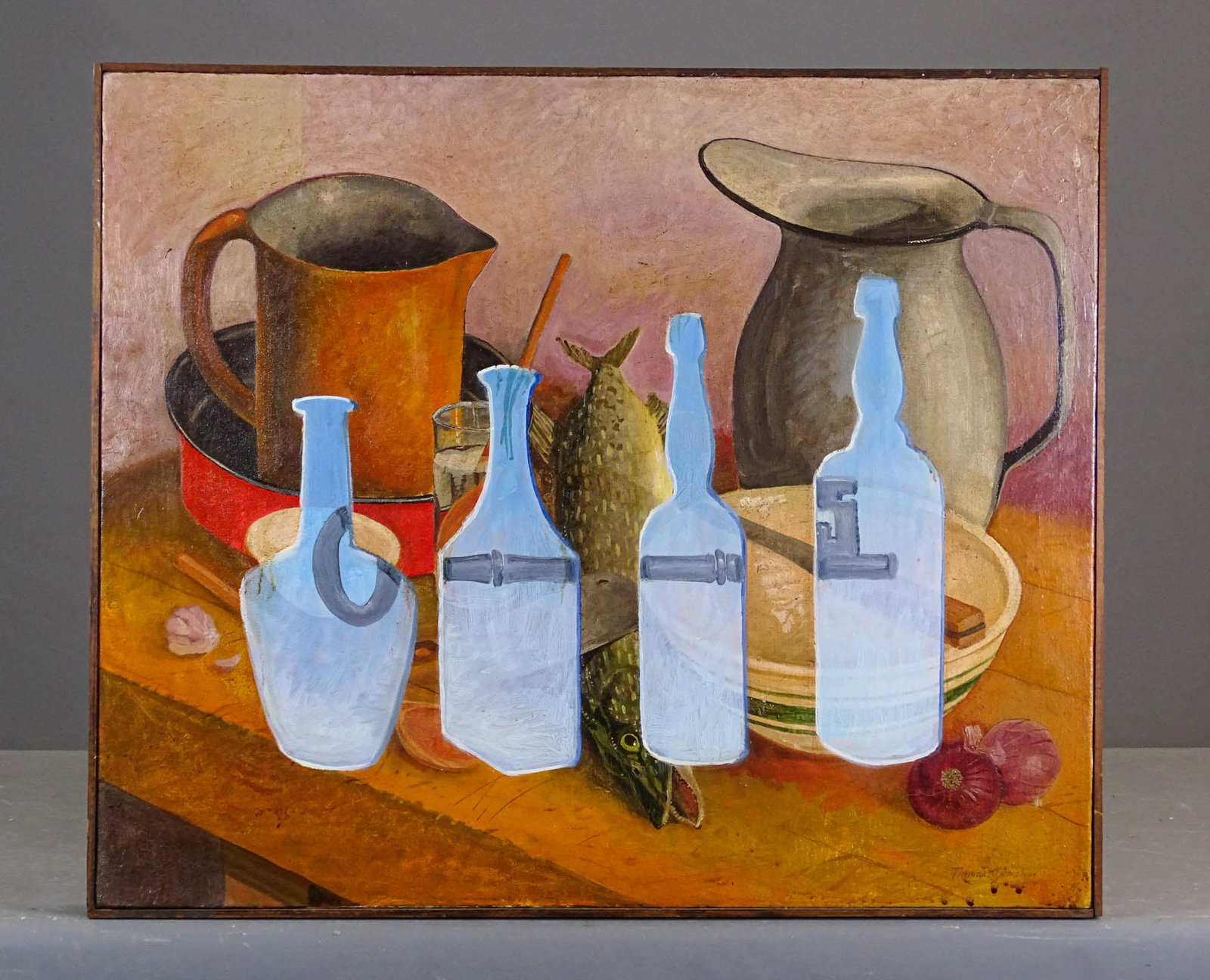 Tigue O'Donoghue/Ross (1942-2023): Painting: Tigue O'Donoghue/Ross (1942-2023, Ireland), signed and dated "The Pike 1974". 25 1/2" x 30 1/2".