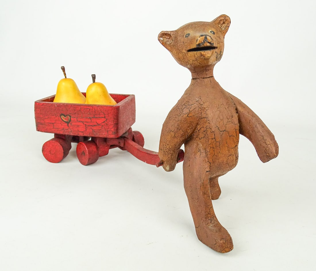 "Winnie the Pooh" Carving: Folk art carving: Winnie the Pooh. 8 1/4" ht. 14" L.