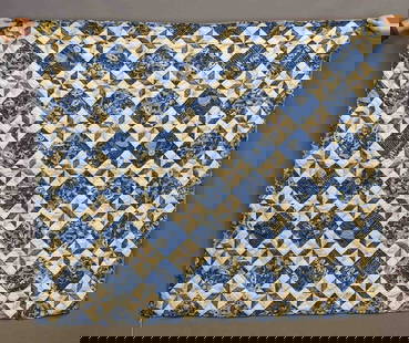 19th c. Quilt: 19th c. quilt with patterned blocks. Note Eagle and Shield block. 62" x