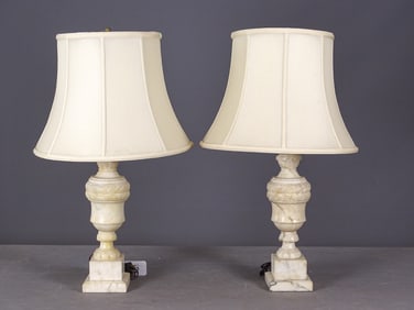 Pair Marble Table Lamps