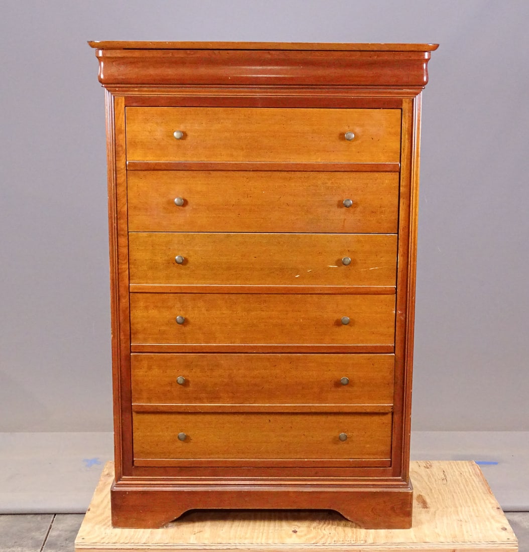 Vintage French Chest of Drawers: Vintage French chest of drawers. Labeled backside. 36" x 20" x 53".