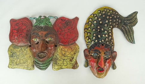 Pair of Latin American Tin Masks