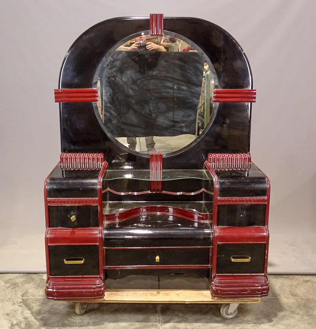 Art Deco Vanity: Art Deco vanity. 47" x 22", 60" Ht.