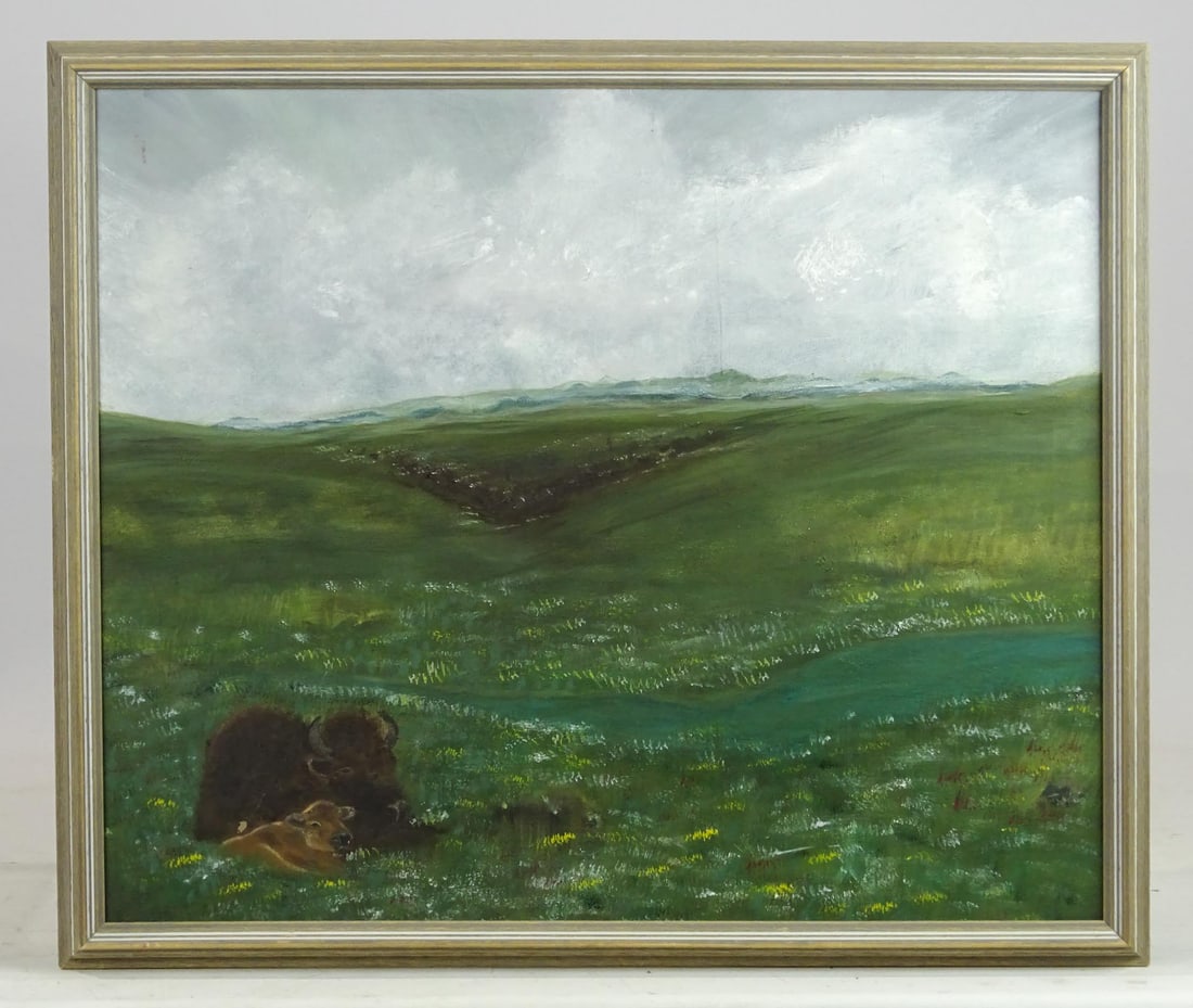 Painting: Landscape with Buffalo (1 of 3)