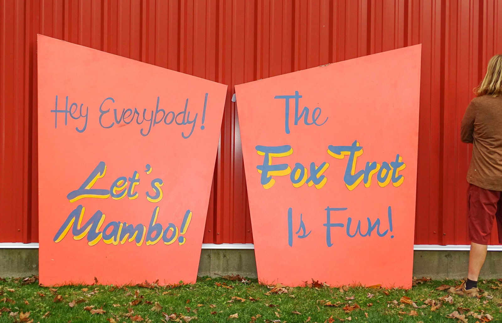 Pair of Large Oil Dance Signs