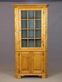 Tiger Maple Benchmade Corner Cupboard