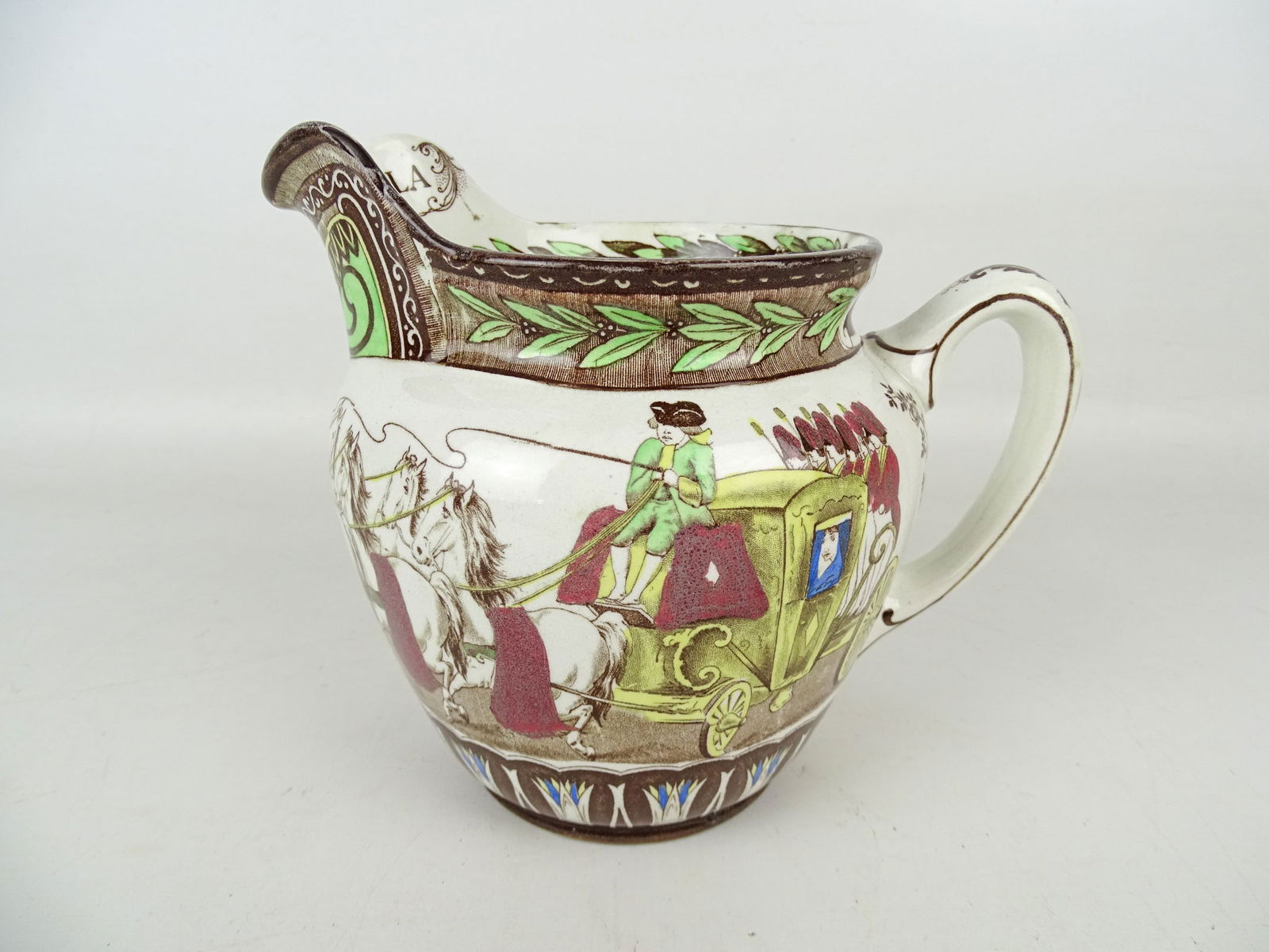 Buffalo Pottery Jug: C. 1907 Buffalo Pottery Cinderella jug. 6 1/2" Ht.. Good condition.