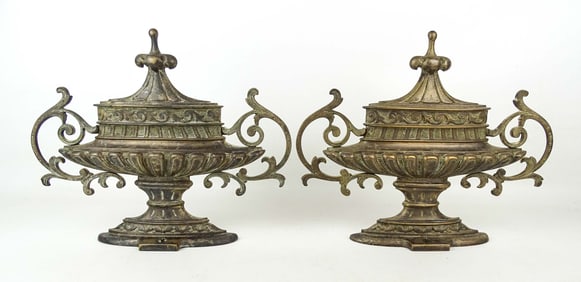 Pair Silvered Garniture Vases