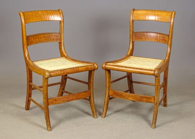 Pair 19th c. Tiger Maple Empire Chairs