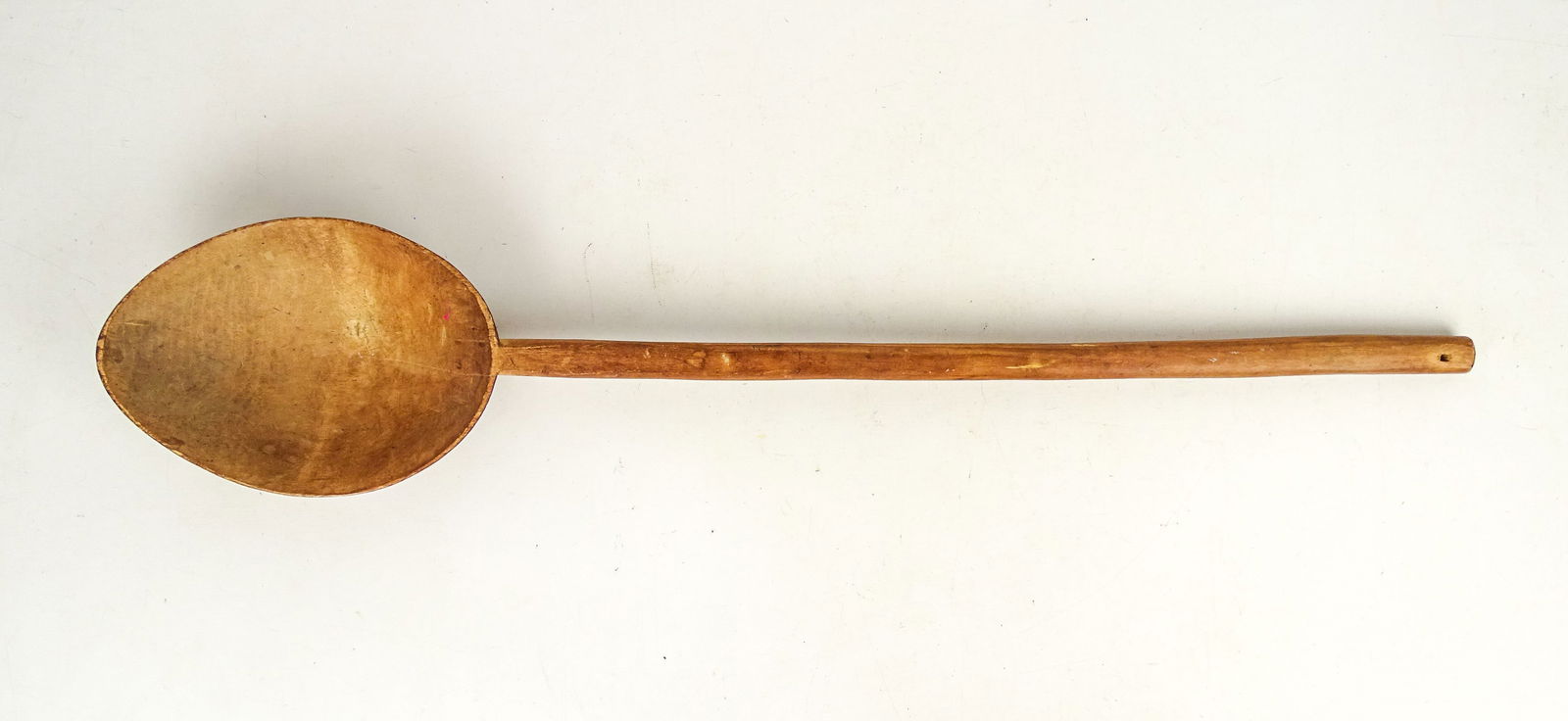 Monumental Carved Spoon: Monumental carved maple spoon. Ex: Pamela Boynton. 30" L..