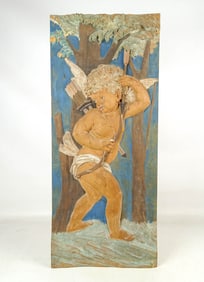 Carved Folk Art Cupid Panel