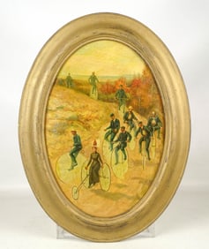 Painting: People on High Wheels and Velocipedes