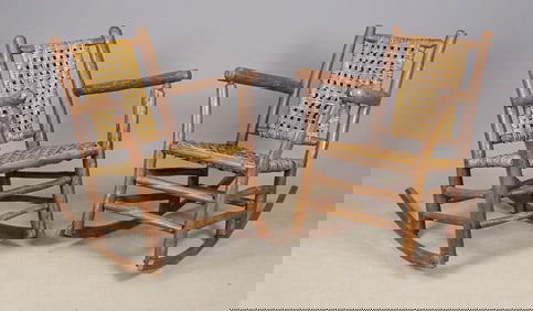 Pair Old Hickory Adirondack Chairs