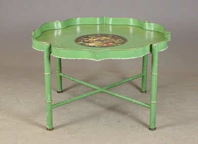 Tole Decorated Platter on Stand