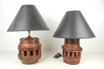 Pair of Wagon Wheel Table Lamps