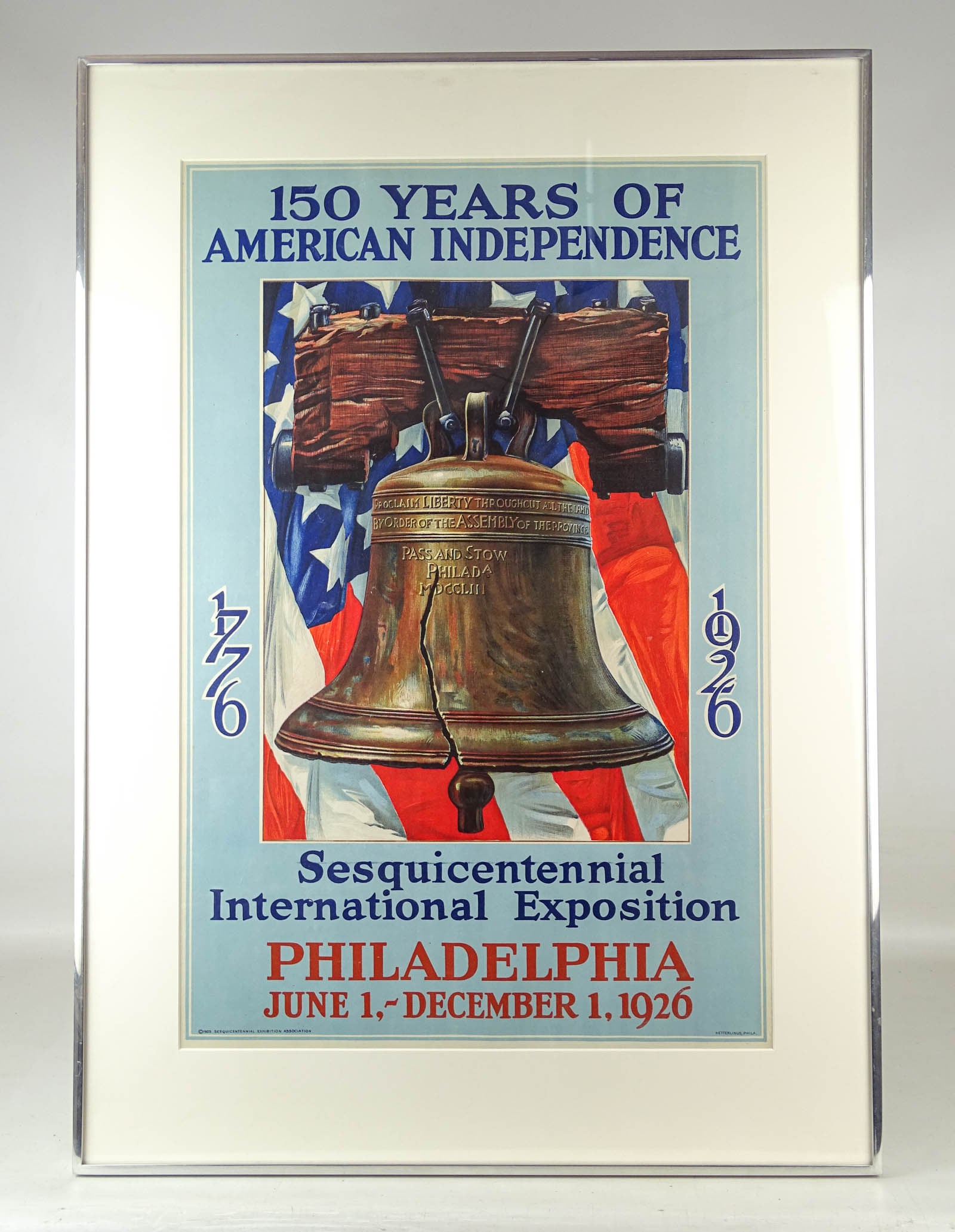 Framed Poster: Poster "150 years of American Independence 1776-1926". Frame 33" x 24".