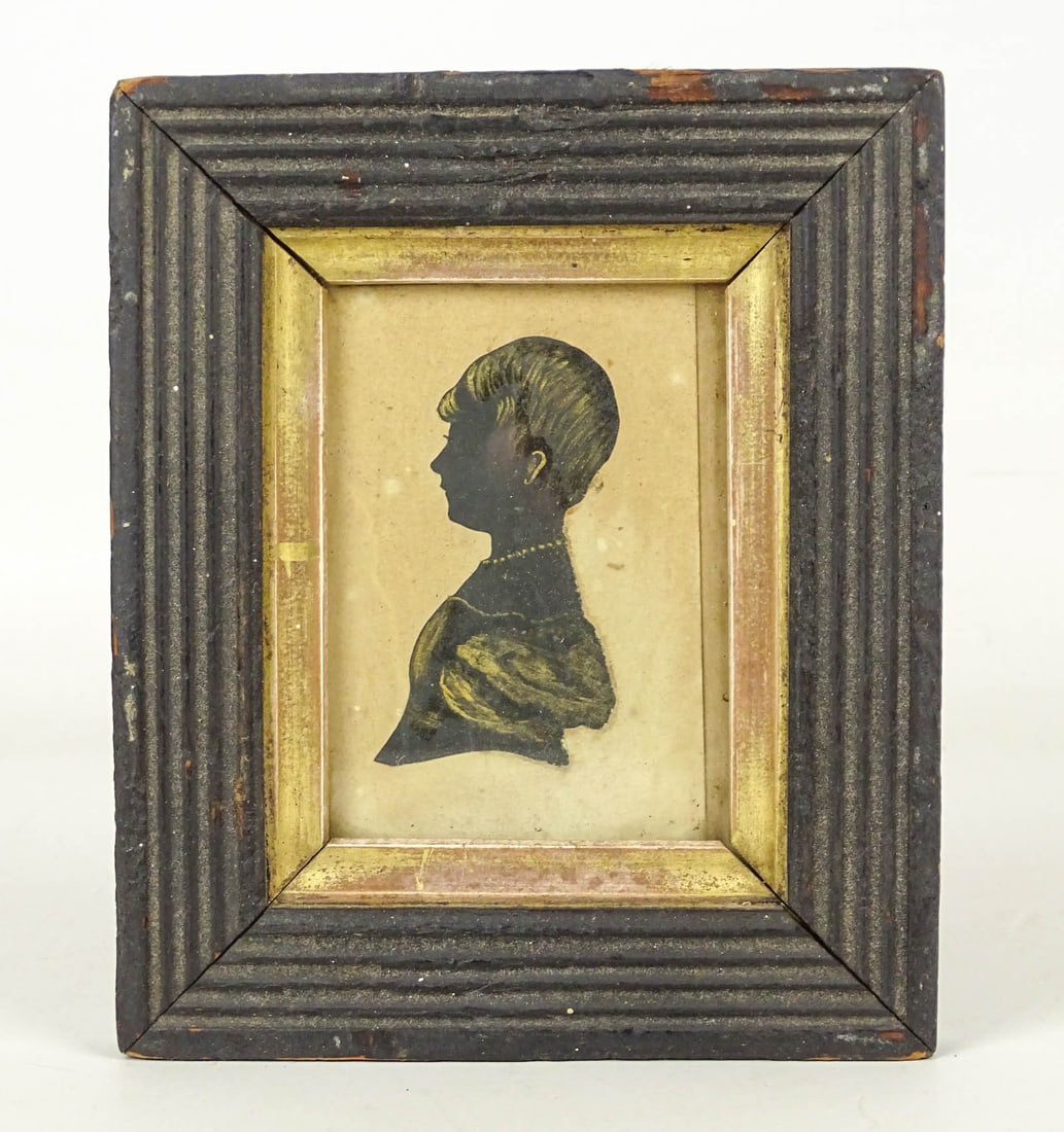 19th c. Miniature Silhouette Portrait (1 of 3)