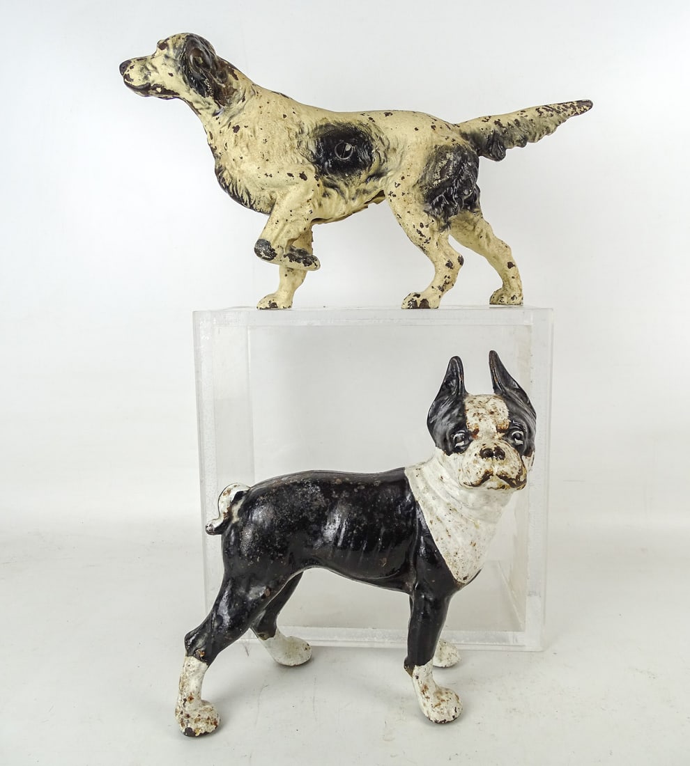 Doorstop Lot: Lot (2) cast iron doorstops including: Boston Terrier (9" x 10"), and setter (15" x 9").
