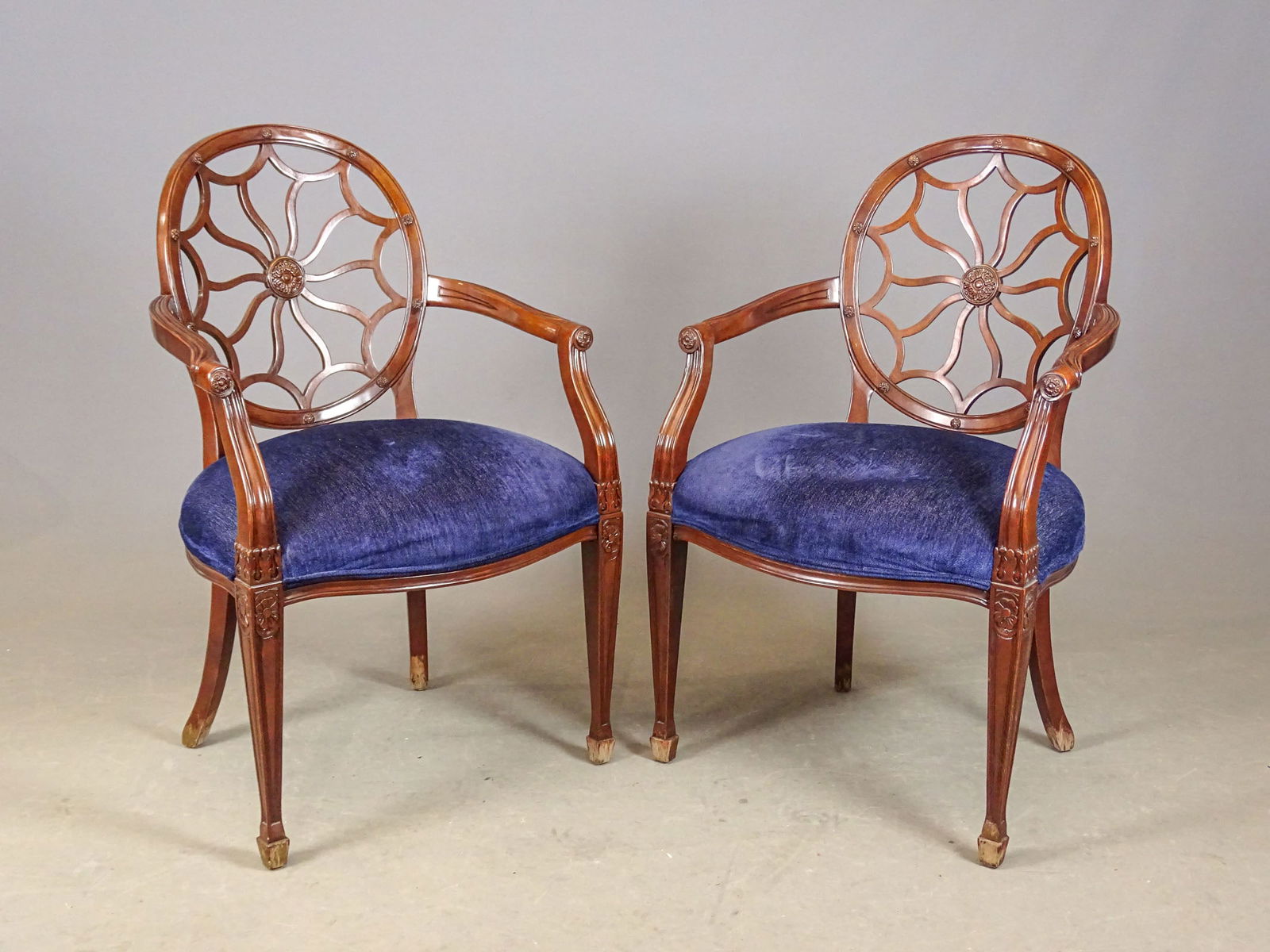 Pair Hepplewhite Style Arm Chairs (1 of 7)