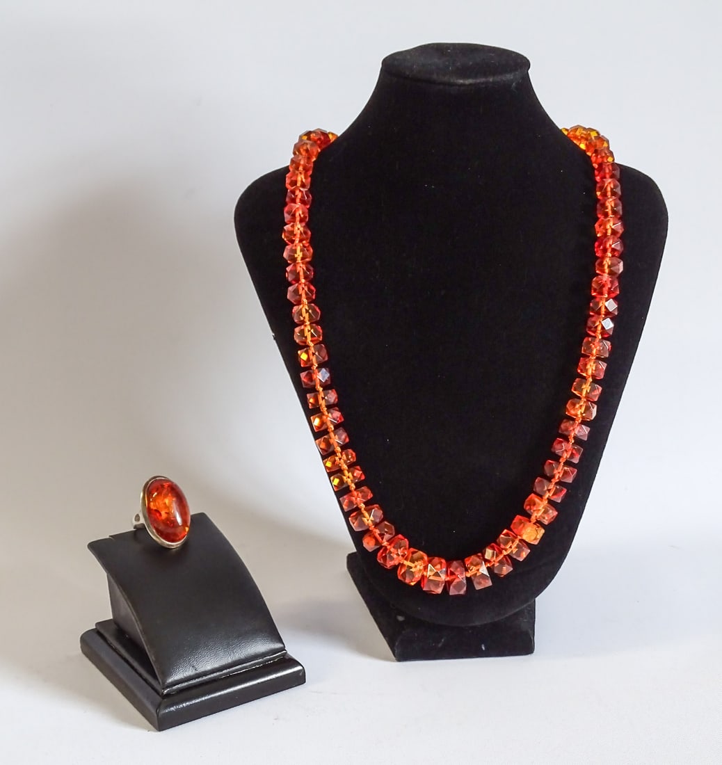 Lot: Amber Necklace & Sterling & Amber  Ring (1 of 16)