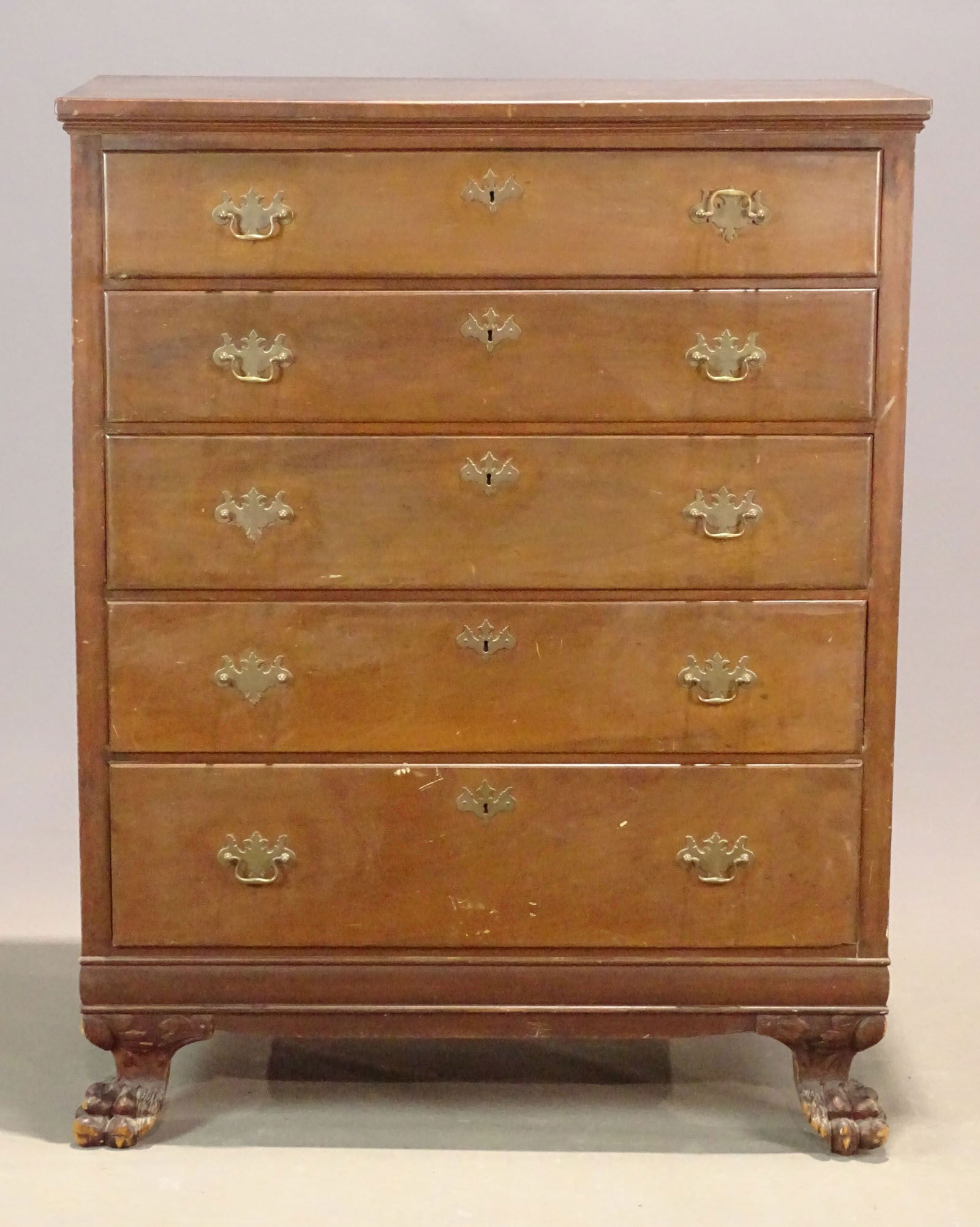 19th c. Carved Mahogany Chest of Drawers (1 of 7)