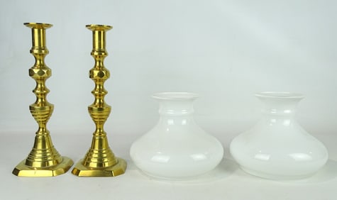 Shade and Candlestick Lot