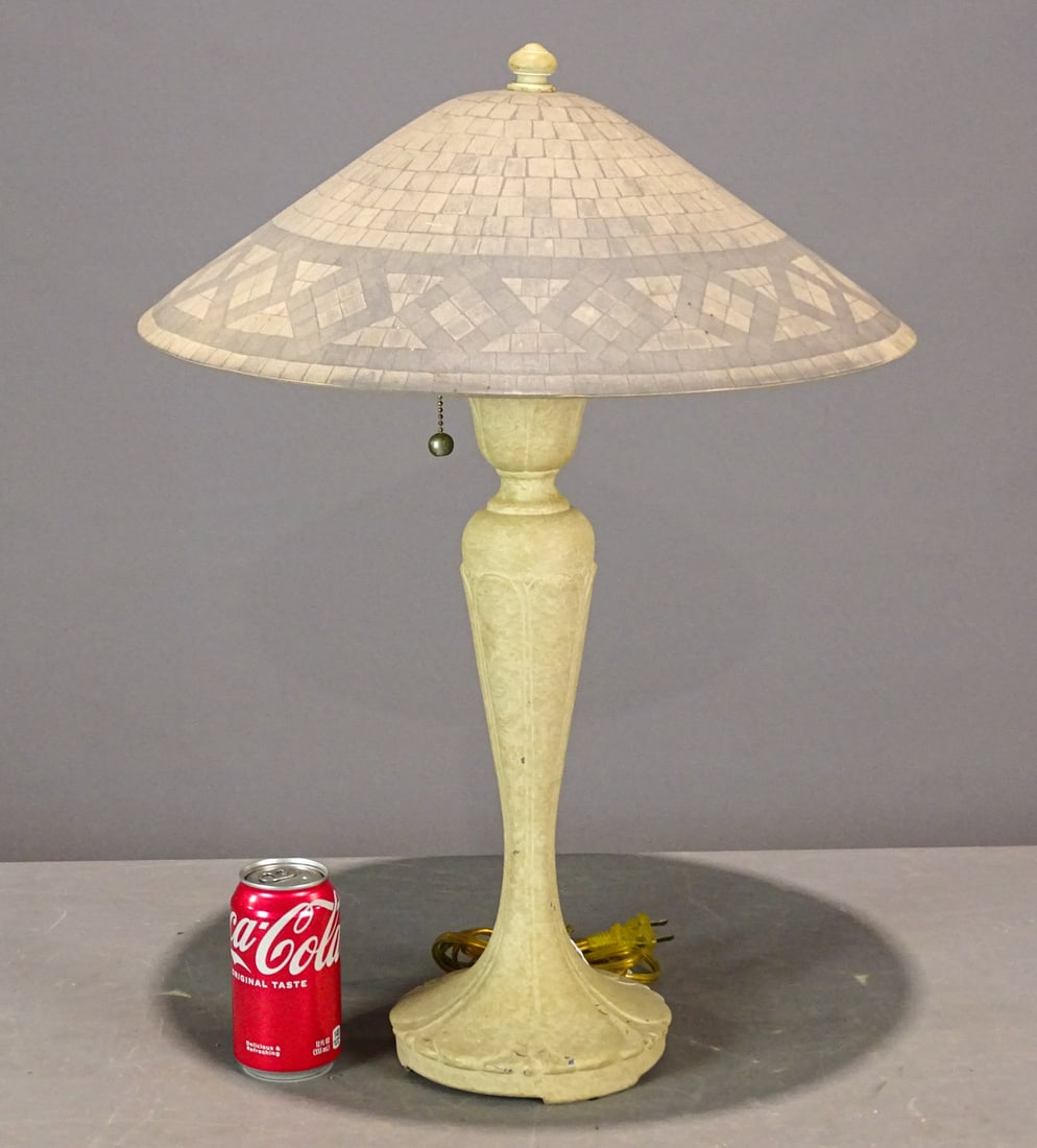 Table Lamp: Table lamp with glass shade, 24" Ht.