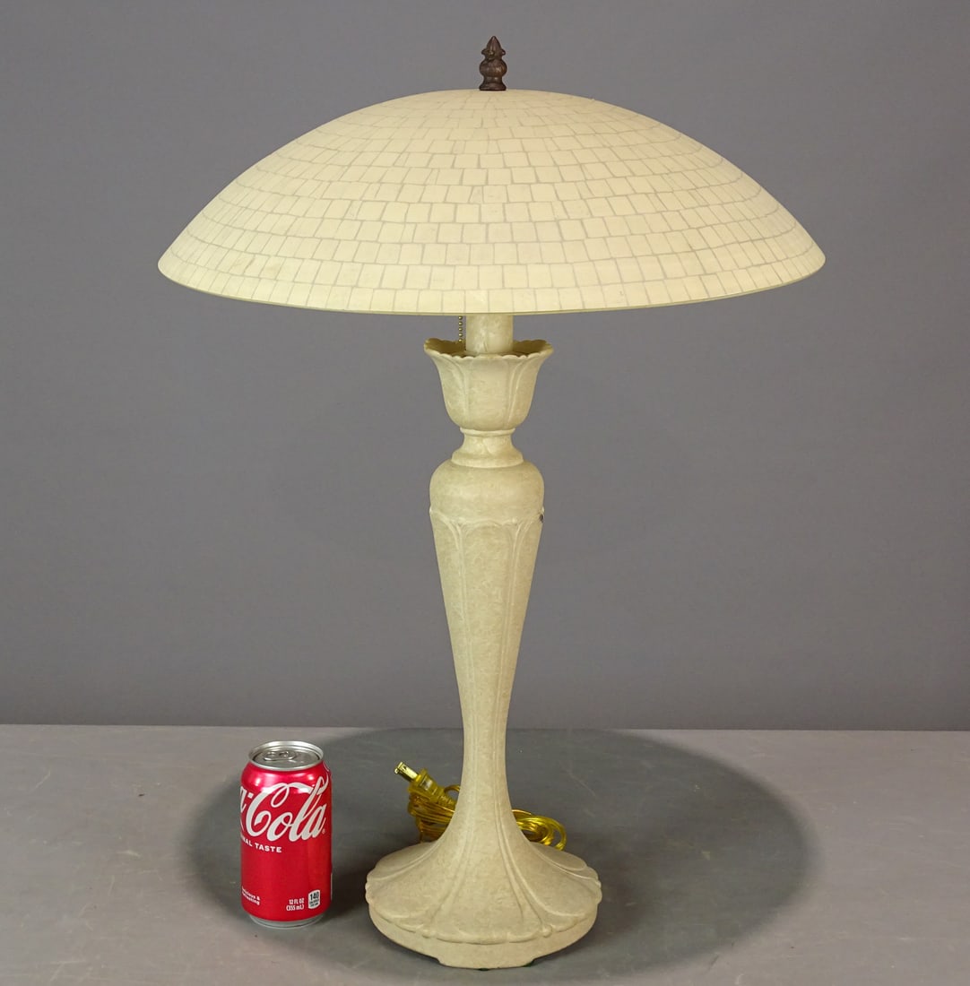 Table Lamp Base: Table lamp base, "Fleurs Pansy" with glass shade