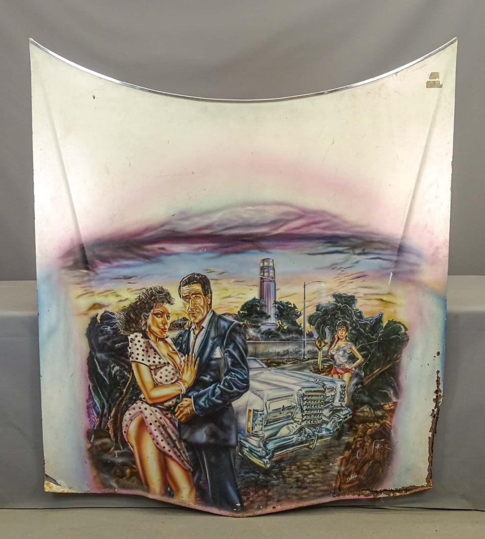 Vintage Air Brushed Car Hood: Vintage Air Brushed car hood. 70" x 59"
