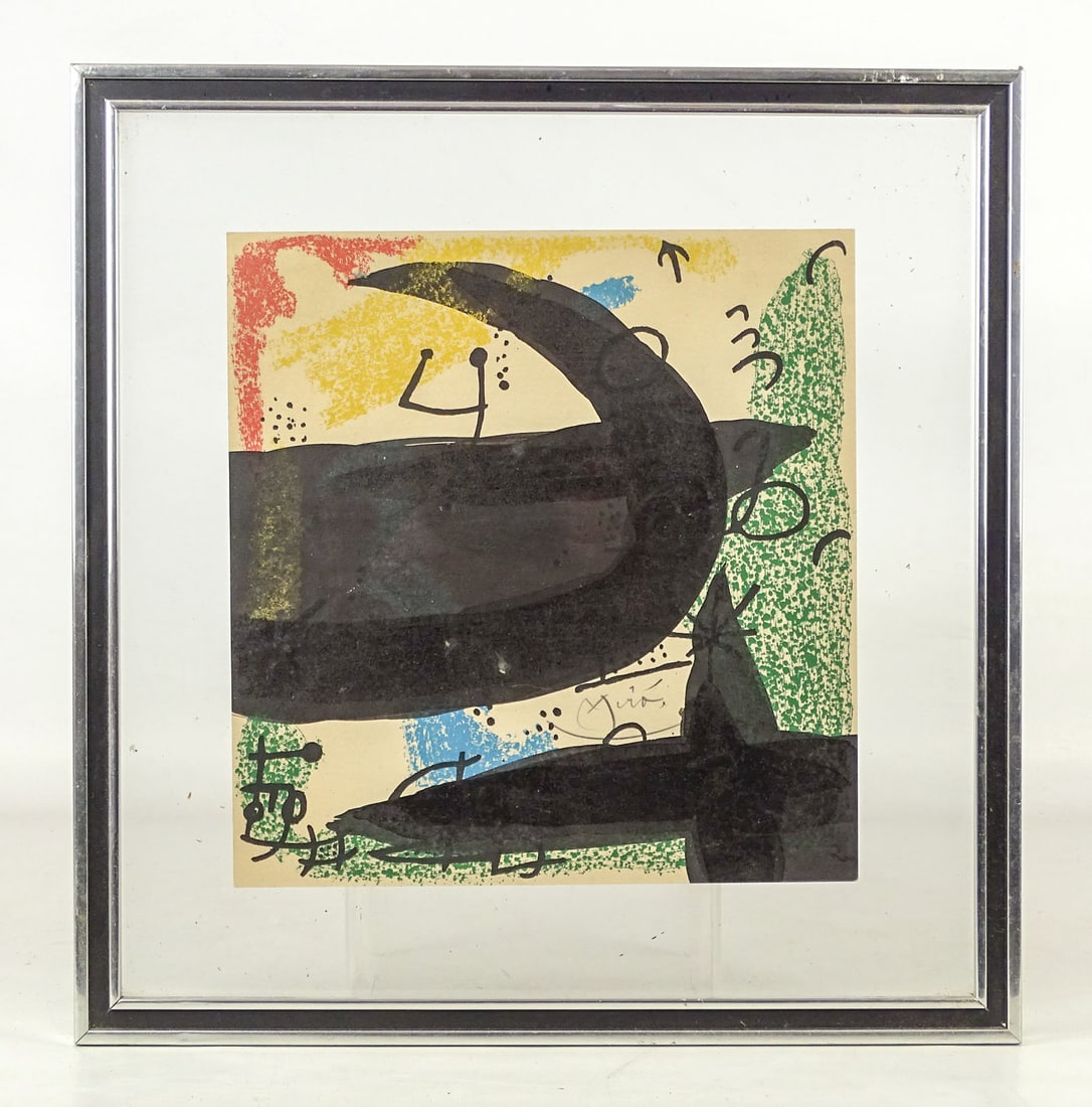 Joan Miro (1893-1983): Joan Miro (1893-1983), pencil signed lithograph. Bears the signature. 10 1/2" x 10".